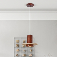 Lustre en pierre et bois réglable en hauteur, style nordique minimaliste et postmoderne, pour l'éclairage des hôtels et des restaurants