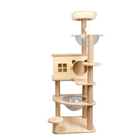Grande structure d'escalade pour chat, capsule spatiale, nid pour chat, panneau de densité intégré, style simple, maison pour chat chinoise avec colonne à griffes