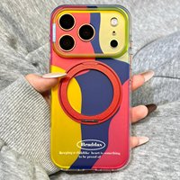 Coque de téléphone tendance haut de gamme à motif géométrique laser, compatible avec iPhone 17 Pro Max, base magnétique Apple 16, 15/14