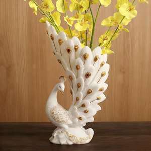 Jarrón Decorativo de Pavo Real, Estilo Europeo, Pintado a Mano, Adorno de Resina, Artesanía, Figuritas, Escultura de Animales - Product Image 5