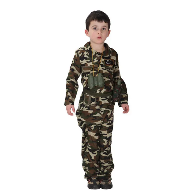 Fantasia de soldado para meninos, uniforme militar, fantasia infantil do exército DX-B005001