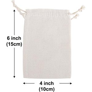 กระเป๋าผ้าแคนวาสมัสลินฝ้าย25ชิ้น4x6นิ้วแบบผูกเชือกถุงของขวัญถุงเครื่องประดับตามสั่งสำหรับงานเลี้ยง - Product Image 4