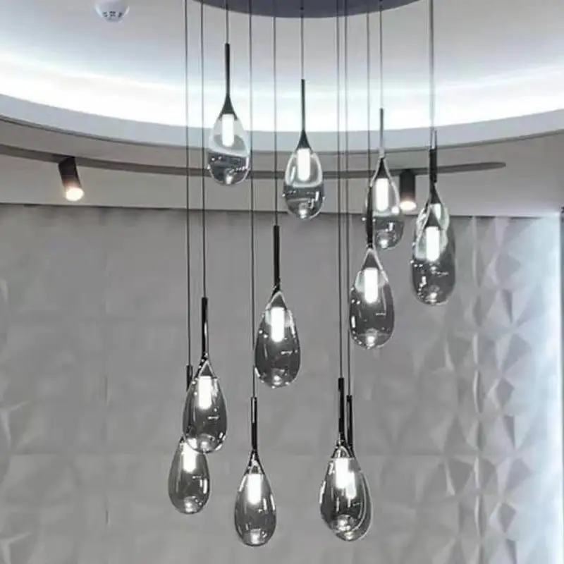 Candelabro LED moderno de diseño nórdico, lámpara colgante de cristal de cuerda de cáñamo para decoración de restaurante, dormitorio, bar, loft