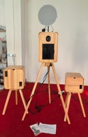 Cabina de Fotos de Estilo Madera, Cabina de Fotos Retro con Pantalla Táctil y Acabado de Madera