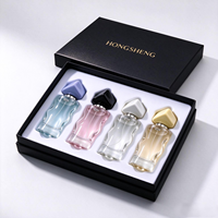 Flacon de parfum vide en verre transparent ondulé irrégulier de 50 ml, emballage en boîte cadeau