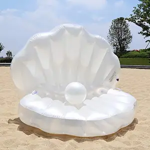 Plastic Drijvers Witte Zeeschelp Zwemstoel Opblaasbare Water Lounge Zwembad Drijvers