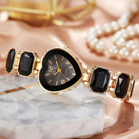 Jam Tangan Quartz Bentuk Hati Kecil Model Gula Batu Vintage, Tali Paduan Logam Mewah Ringan dengan Jarum Penunjuk untuk Pelajar Wanita