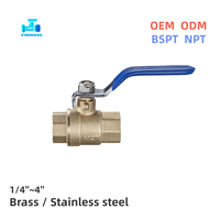 Robinet à bille en laiton de haute qualité, raccords BSPT/NPT, 1/4''~2'', poignée papillon universelle pour gaz, huile, eau, plomberie