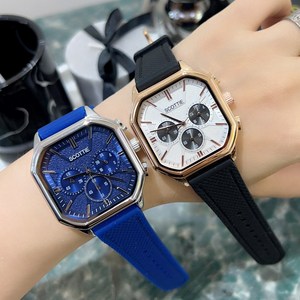 Montre-bracelet en silicone de luxe Scottie 3008 pour homme, couleur, étanche, montre sport à quartz avec cadran et bracelet élégants - Product Image 6
