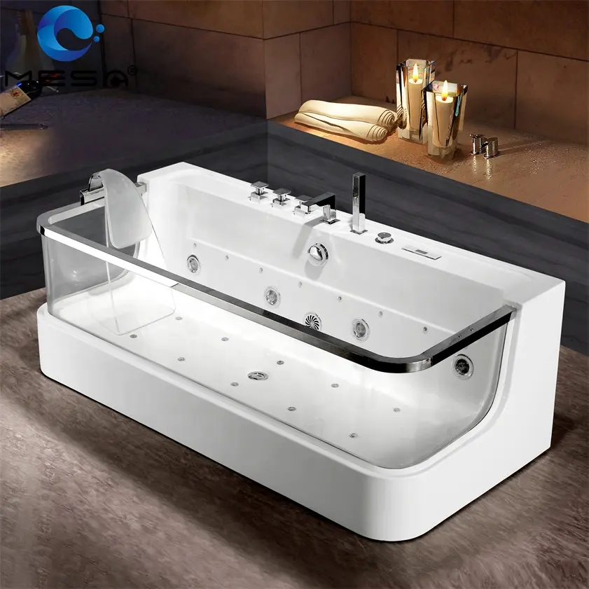 Mesa douche de petite taille combo bain en verre épais baignoire d'angle thérapeutique baignoire