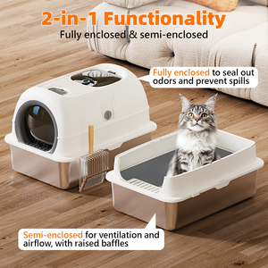 Geschlossene Katzen toilette aus XXL-Edelstahl mit Schaufel und abnehmbarem Deckel, große Kapazität, leicht zu reinigende Leckage, Geruchs kontrolle - Product Image 6