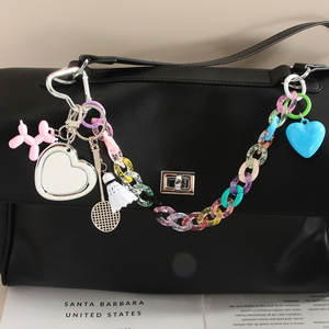 Breloque de sac chat de dessin animé maximaliste - Porte-clés esthétique chien <span class=keywords><strong>ballon</strong></span>, badminton, cœur, pendentif multicouche à double fermoir pour sacs à dos - Product Image 2