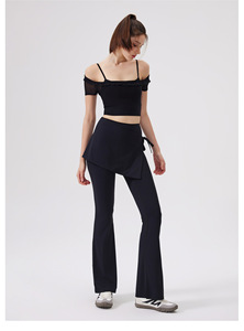 Pantalones de yoga acampanados 2 en 1 para mujer, con efecto levantacola, cintura alta, control de abdomen, tacto suave, para Pilates y fitness, venta al por mayor - Product Image 5
