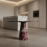 Kumusi Luxuriöser Rosso Levanto Natürlicher Burgunder Marmor Runder Cocktailtisch für Esszimmer