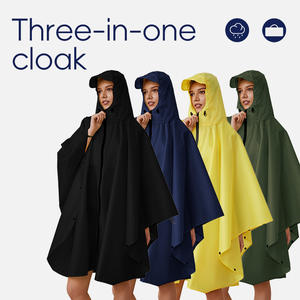 ユニセックス日本韓国ファッション防水ジッパーポンチョレインコート付きPUライニング屋外ハイキングとライディング - Product Image 2