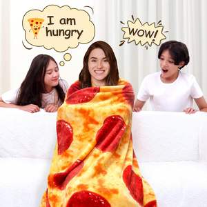 Couverture en polaire corail tricotée double face, motif pizza réaliste, anti-acariens, pour enfants et adultes, douce, design pepperoni, cadeau idéal - Product Image 2