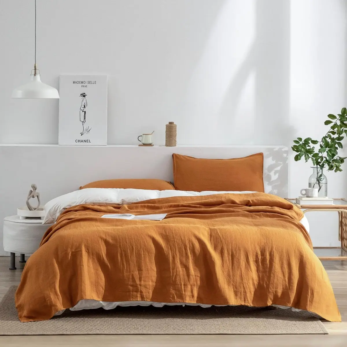 Natural French linen 100% flax stone washed linen factory price wholesale bed bedding duvet cover sheet set