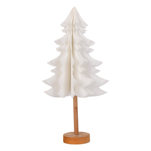 Décoration <span class=keywords><strong>de</strong></span> Noël pliable en papier nid d'abeille blanc, arbre <span class=keywords><strong>de</strong></span> Noël pliable, base en <span class=keywords><strong>bois</strong></span> éco-responsable minimaliste, arbre <span class=keywords><strong>de</strong></span> cheminée - Product Image 3
