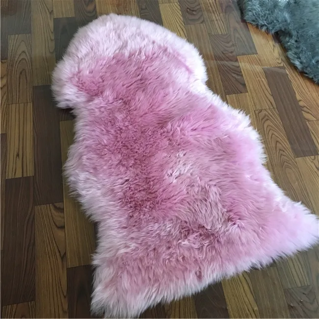 Brown natural Curly Fur Genuine Sheepskin Rug