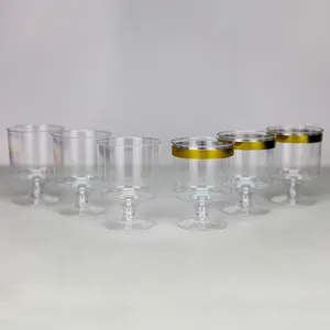 OEM/EDM Mini Goblet Dessert Cup With Golde Edge Party Wedding Dessert Mousse Cake Goblet Cups With Lid