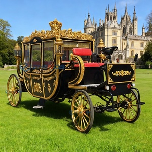 Black Royal Horse Carriage Wagon Electric Carriage Leisure Electric Pumpkin Horse Drawn Carriage Price Red Seat - Product Image 2