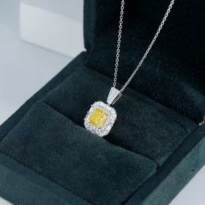 จี้เพชรทรง Asscher สีเหลืองแบบใหม่ สร้อยคอทองคำ 18k จี้เพชรทองคำ 14k - Product Image 2