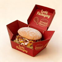 Bestseller Braune Karton Kraftpapier Wellpappe Schwarze Fast-Food-Box Behälter Maßgefertigte Burger-Box