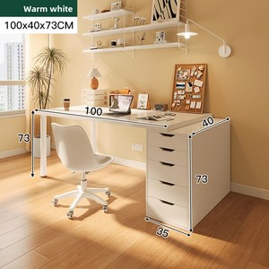 Bàn học một người bằng gỗ màu trắng hiện đại với 5 ngăn kéo Bàn máy tính cho văn phòng gia đình phòng khách căn hộ - Product Image 5