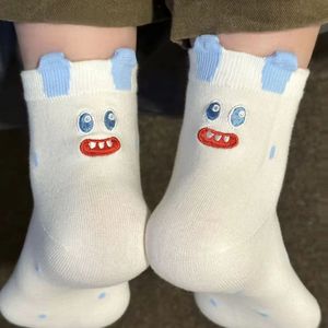 Cute Cartoon Monster <b>Socks</b> With 3D Ears Non-Slip Mid-Calf Women's Cotton <b>Socks</b> For Youth Pink White Yellow - Product Image 2