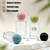 Flacon de parfum en verre carré plat de 50 ml, vide, avec bouchon à vis, pour vaporisateur de parfum