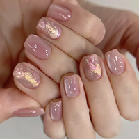Pink Strawberry Bow Almendra Estilo francés 24PCs Hecho a máquina y medio hecho a mano Uñas acrílicas Press-On Dedos falsos Uñas al por mayor