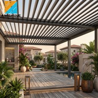 Duvara Monte Edilen Su Geçirmez Açık Hava Pergola Alüminyum Motorlu Ayarlanabilir Panjurlu Çatı Biyoklimatik Pergola