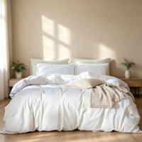 Parure de lit en coton lavé 100% texturé, respirant, durable, doux, confortable, blanc éclatant