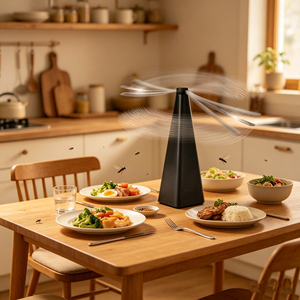 Ventilateur <span class=keywords><strong>anti</strong></span>-mouches, lames holographiques, ventilateur répulsif automatique, ventilateur <span class=keywords><strong>anti</strong></span>-mouches portable pour cuisine intérieure, restaurant, barbecue, pique-nique - Product Image 1