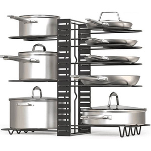 Casseroles et Organisateur pour Armoire Réglable 8 Antidérapant Niveaux Pot Rack Organisateur avec <span class=keywords><strong>3</strong></span> BRICOLAGE Méthodes Cuisine Sous Armoire <span class=keywords><strong>Orga</strong></span> - Product Image 2
