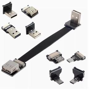 קצר שחור ffc usb c fpv שטוח דק סרט דק כבל usb-c 90 מעלות עד סטנדרטי usb לסנכרון וטעינה (10 ס "מ) - Product Image 1