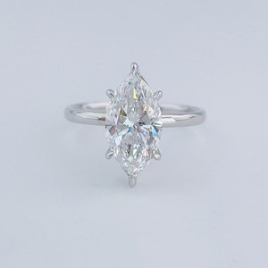 Anelli di Fidanzamento Minimalisti con Diamanti Coltivati in Laboratorio, Taglio Marquise Brillante, in Oro Bianco 18K per Donne - Product Image 1