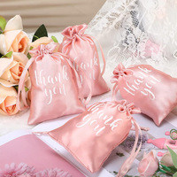 Sac cadeau en satin de soie avec cordon de serrage, impression personnalisée par transfert thermique, pour remerciement, fête de Thanksgiving, pochette pour cadeaux