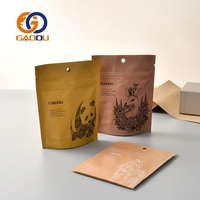 Sachet d'emballage alimentaire en papier kraft refermable personnalisé avec logo imprimé pour thé, épices, aliments, avec fermeture éclair en aluminium, sac plastique à fond plat