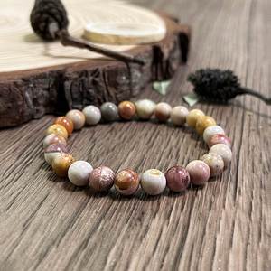 Bracelet en pierre naturelle avec perles de verre colorées, vitalité et force de vie, emballage d'exportation sécurisé de qualité supérieure, garantie de qualité, carte - Product Image 5