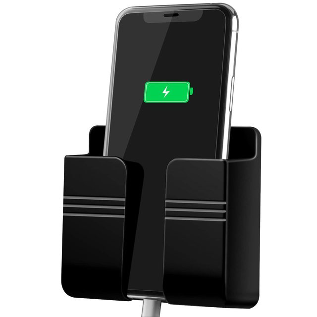 Phone Accessories Wall Mount Adhesive Mobile Phone Wall Charger Holder and Remote Control Stand Multipurpose Storage Box 2024
