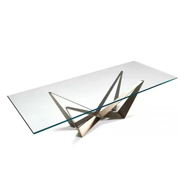 Hochwertige Glasplatten Edelstahlbein Bürotisch Festglas-Tischplatten
