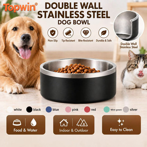 Tazón Doble de Acero Inoxidable para Perros, Antideslizante, Antivuelco, Resistente a Mordidas, para Comida y Agua, para Interiores, Exteriores y Viajes - Product Image 1