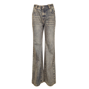 Jeans Bootcut da Donna a Vita Alta in Cotone Traspirante, Stile Retrò Effetto Stone Washed e Distressed, per Autunno Inverno, Ufficio e Pendolarismo, OEM - Product Image 1