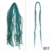 Dreadlocks Sintetici Ondulati Boho da 24 Pollici Verde Teal con Estremità Ricci, Capelli all'Uncinetto Stile Dea per Donna - Vendita all'Ingrosso