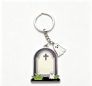 Halloween Metal Key Chain Enamel Gravestone Keyring Ghost Pendant <b>Bag</b> <b>Charm</b> Gift - Product Image 5