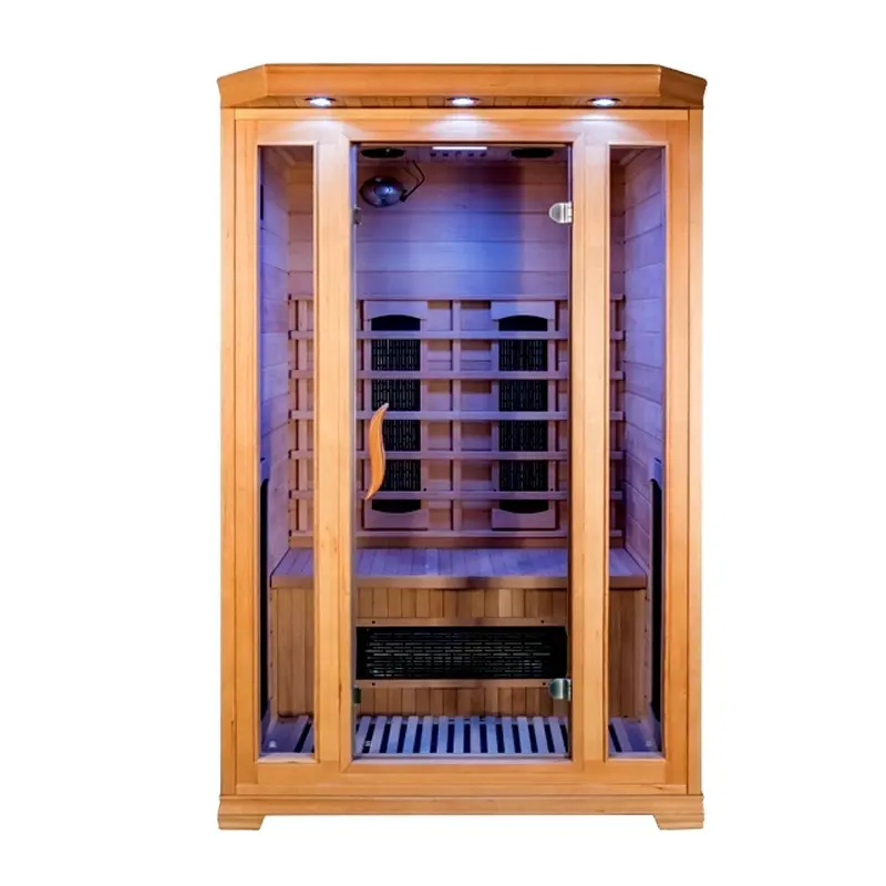 Low cost 2 persons home sauna room indoor wooden ceramic heater infrared sauna