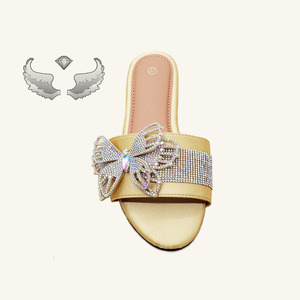 High-quality Bow Tie Casual Slip-on Lightweight Fashionable Women's Flat Sandals and <b>slippers</b> Belted Rhinestone Women's Sandals - Product Image 5