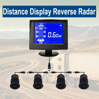 Kit de capteurs de recul ultrasoniques étanches IP67 avec écran 3,5 pouces, 4 sondes radar numériques, portée 5M, câble aviation 4 broches pour autobus scolaire