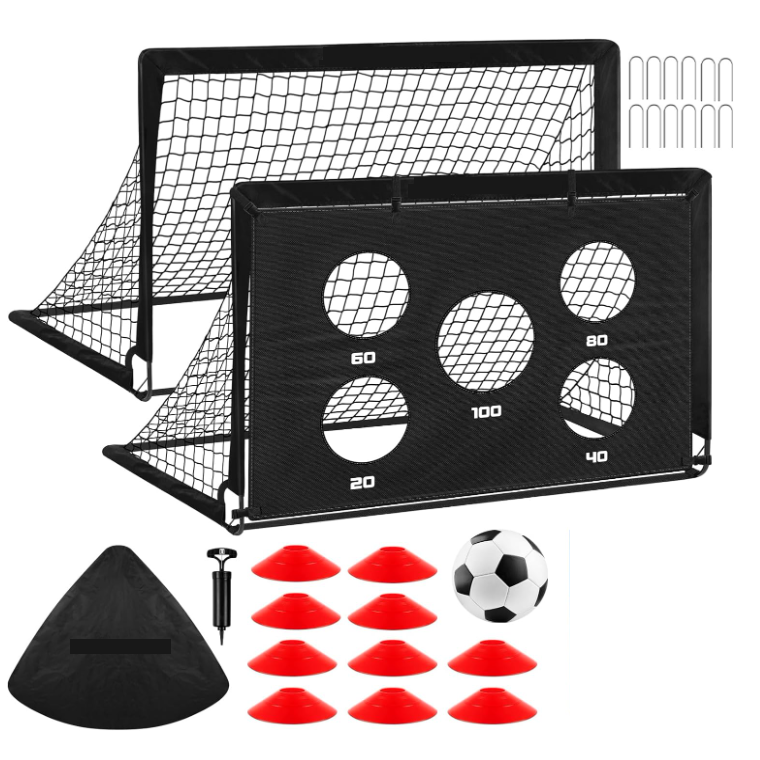 GYMAX 2 In 1 Football Rebounder Net, Portable Soccer Trainer Equipment - View #10
